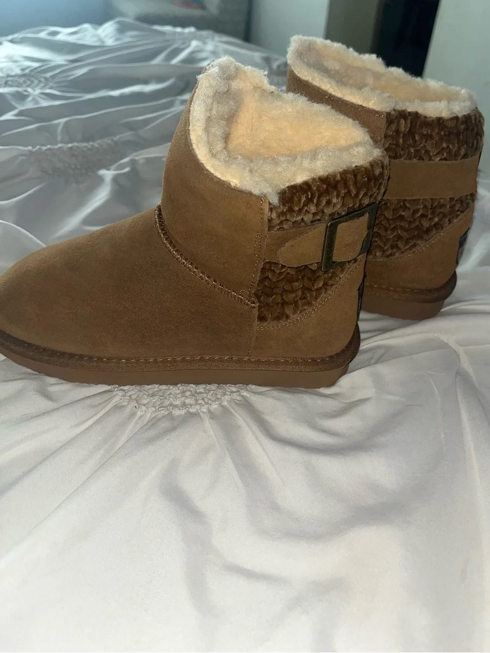 Bear PawTan Suede Faux Fur-Lined Ankle Boots